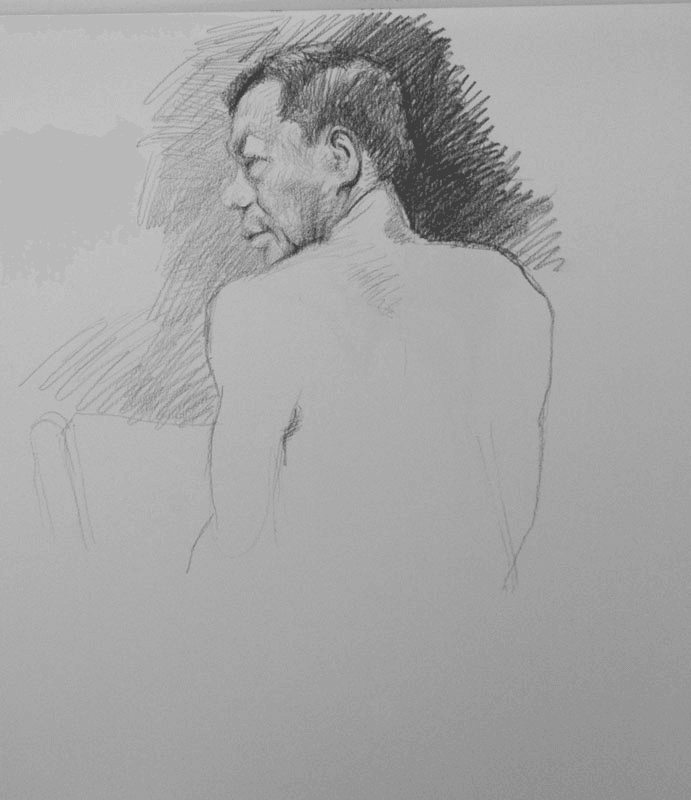 Asian Man charcoal drawing by Jocelyn Ball-Hansen