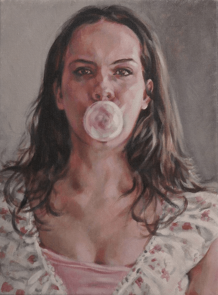 Thumbnail: Portrait painting titled Charmaine Bubblegum by Jocelyn Ball-Hansen