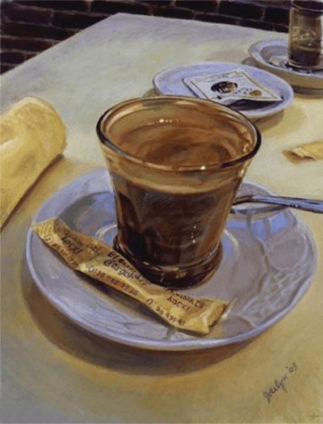 Espresso acrylic still life painting by Jocelyn Ball-Hansen