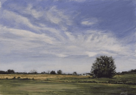 Thumbnail: Farmland landscape acrylic painting by Jocelyn Ball-Hansen