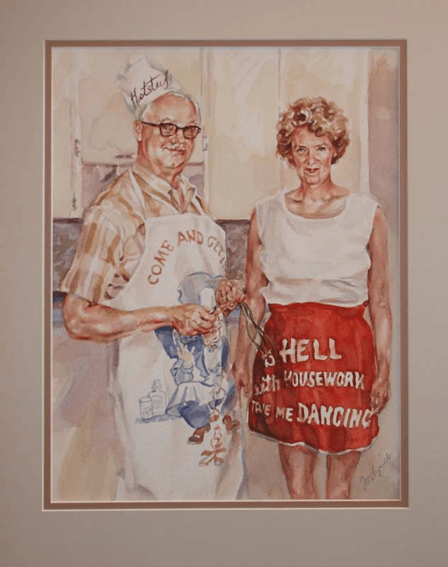 Funny Couple watercolour painting by Jocelyn Ball-Hansen