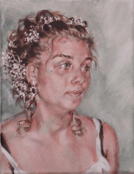 Thumbnail: Girl with Bridal Hair acrylic figure study painting by Jocelyn Ball-Hansen