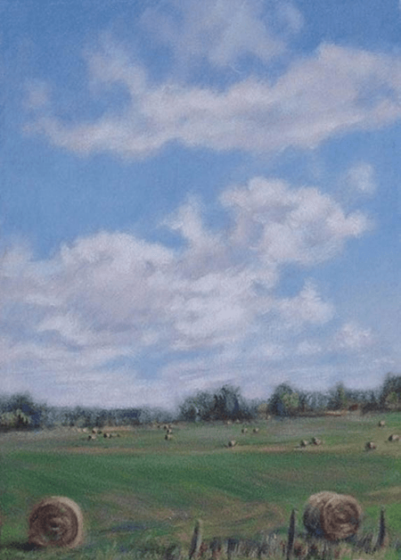 Thumbnail: Hay Bales landscape painting by Jocelyn Ball-Hansen