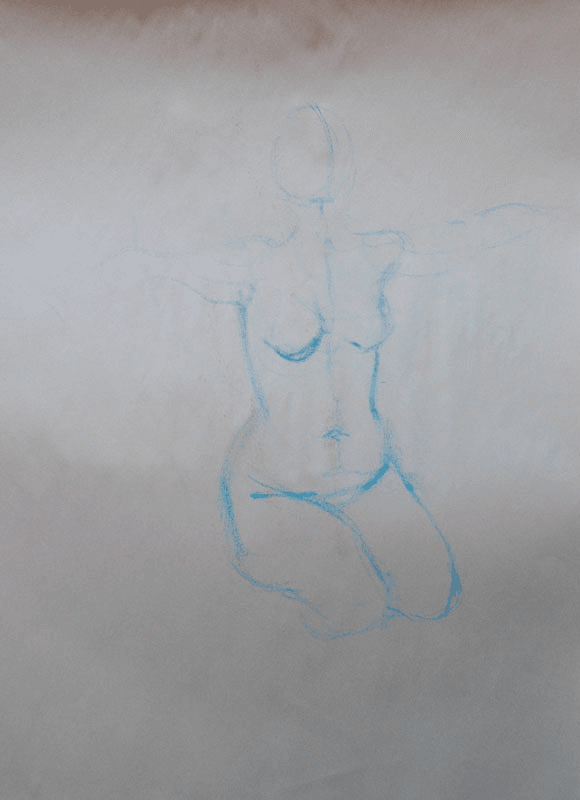2 min Gesture Female Torso drawing by Jocelyn Ball-Hansen
