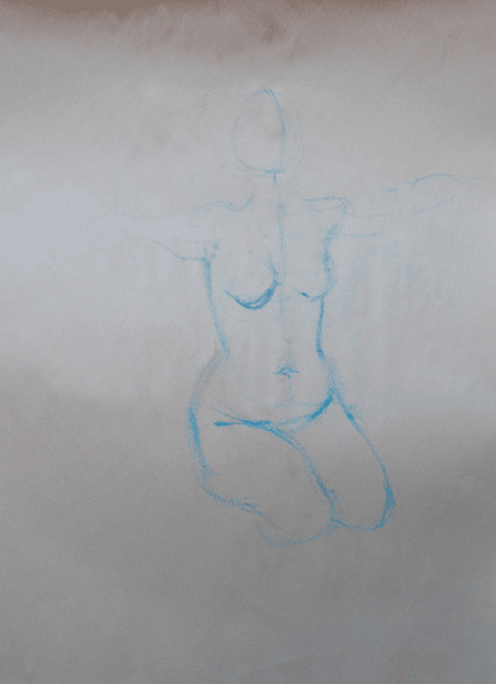 Thumbnail: 2 min Gesture Female Torso drawing by Jocelyn Ball-Hansen