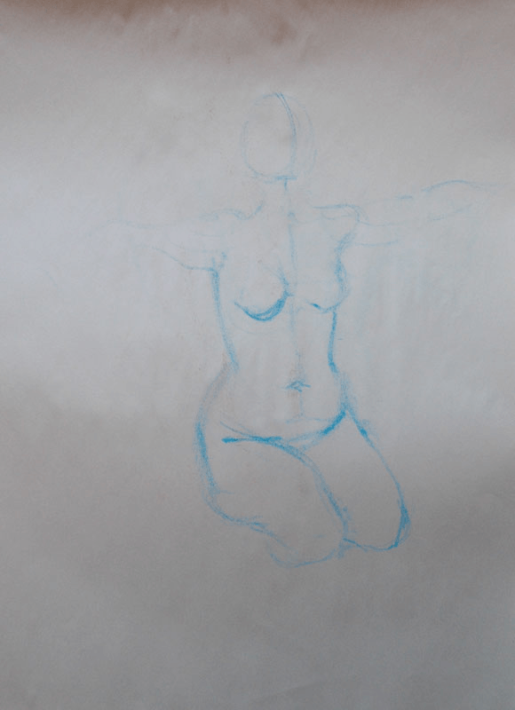 2 min Gesture Female Torso drawing by Jocelyn Ball-Hansen
