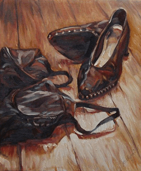 Thumbnail: Lingerie and High Heels oil painting by Jocelyn Ball-Hansen