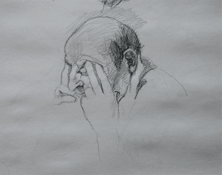 Thumbnail: Man Resting Head Side drawing by Jocelyn Ball-Hansen