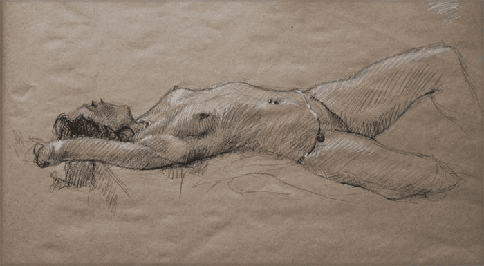 Reclining Female Figure drawing by Jocelyn Ball-Hansen