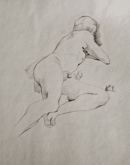 Reclining Male Figure drawing by Jocelyn Ball-Hansen