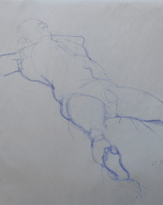 Blue Reclining Male Figure drawing by Jocelyn Ball-Hansen