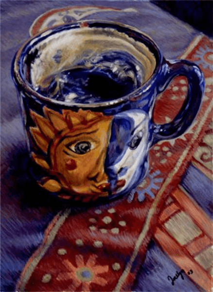Sun and Moon Mug still life painting by Jocelyn Ball-Hansen