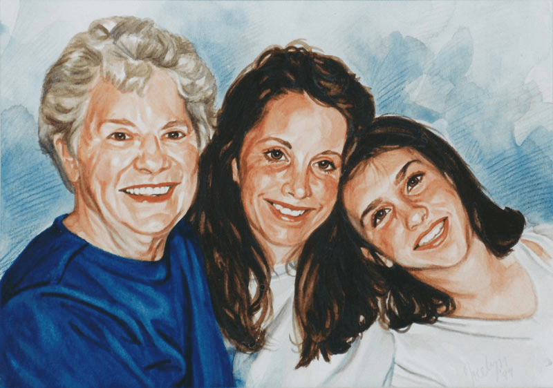 Generations Portrait watercolour painting by Jocelyn Ball-Hansen