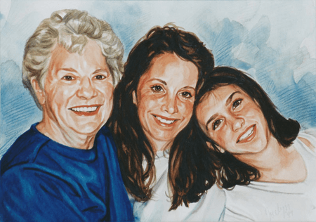 Thumbnail: Generations Portrait watercolour painting by Jocelyn Ball-Hansen