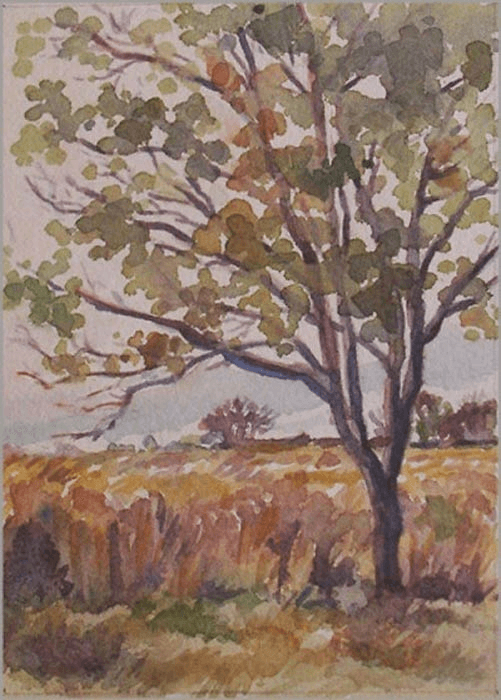 Watercolour Tree Landscape by Jocelyn Ball-Hansen