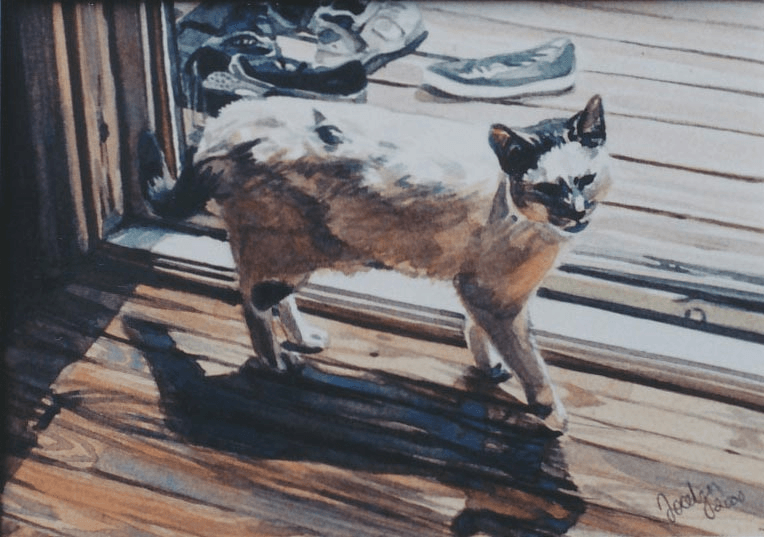White Cat watercolour painting by Jocelyn Ball-Hansen
