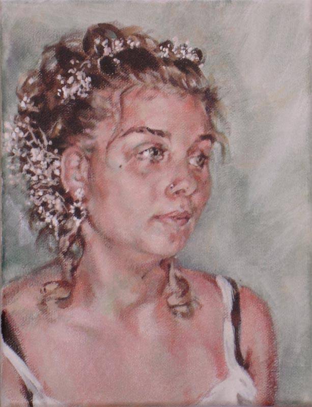 Girl with Bridal Hair acrylic figure study painting by Jocelyn Ball-Hansen