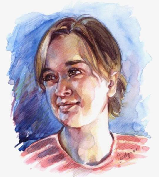 Crystal Portrait watercolour portrait by Jocelyn Ball-Hansen