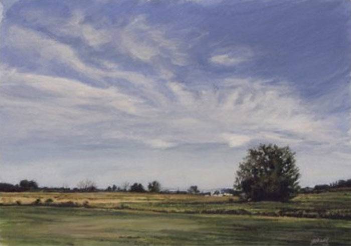 Farmland landscape acrylic painting by Jocelyn Ball-Hansen