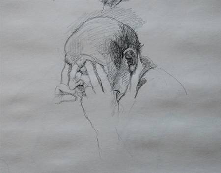 Thumbnail Man Resting Head Side drawing by Jocelyn Ball-Hansen
