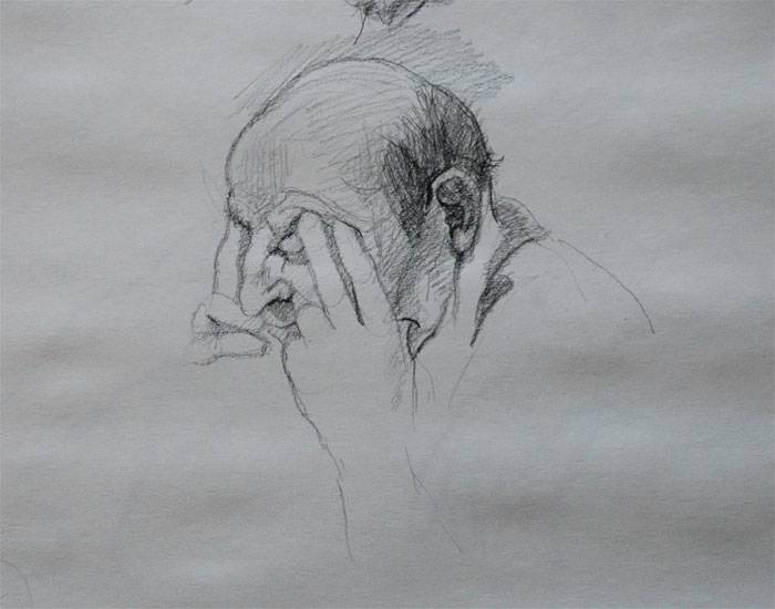 Man Resting Head Side drawing by Jocelyn Ball-Hansen