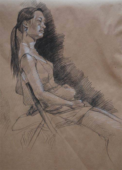 Sitting Female figure drawing by Jocelyn Ball-Hansen
