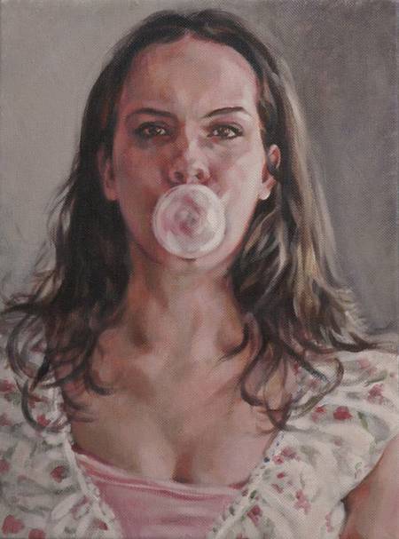 Thumbnail Portrait painting titled Charmaine Bubblegum by Jocelyn Ball-Hansen