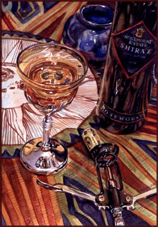 Cocktail Glass watercolour painting by Jocelyn Ball-Hansen