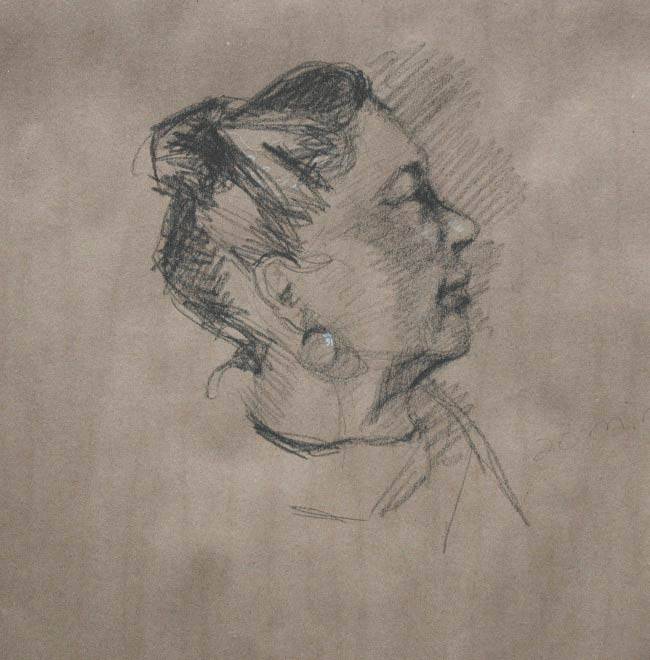 Woman in Profile charcoal drawing by Jocelyn Ball-Hansen