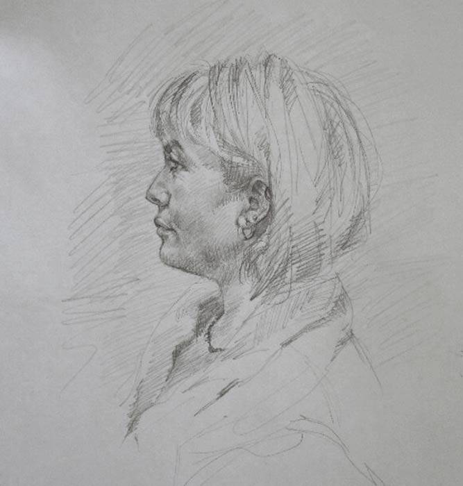Drawing of Caroline in charcoal by Jocelyn Ball-Hansen