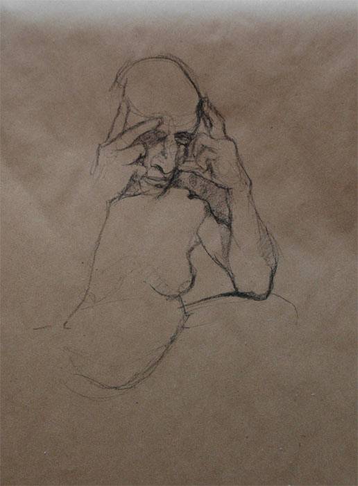 Man Resting Head in Hands drawing by Jocelyn Ball-Hansen