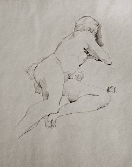 Thumbnail Reclining Male Figure drawing by Jocelyn Ball-Hansen