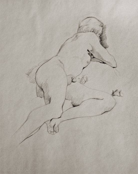 Reclining Male Figure drawing by Jocelyn Ball-Hansen