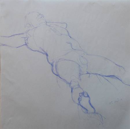 Thumbnail Blue Reclining Male Figure drawing by Jocelyn Ball-Hansen