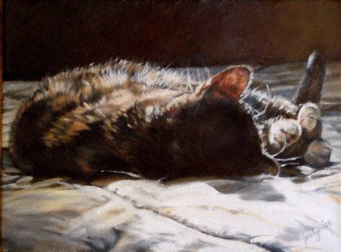 Tortoiseshell cat painting by Jocelyn Ball-Hansen