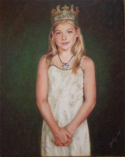 Girl with Paper Crown figure painting by Jocelyn Ball-Hansen
